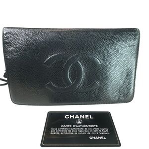 CHANEL Black Caviar Leather Wallet